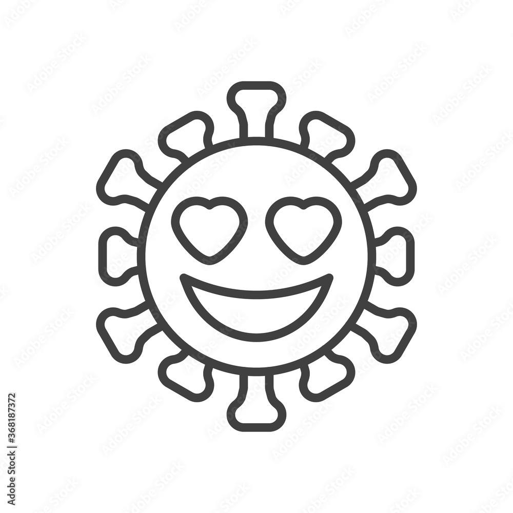 Smiling face with heart-eyes line icon. linear style sign for mobile concept and web design. In love coronavirus emoticon outline vector icon. Symbol, logo illustration. Vector graphics Smiling face with heart-eyes line icon. linear style sign for mobile concept and web design. In love coronavirus emoticon outline vector icon. Symbol, logo illustration. Vector graphics