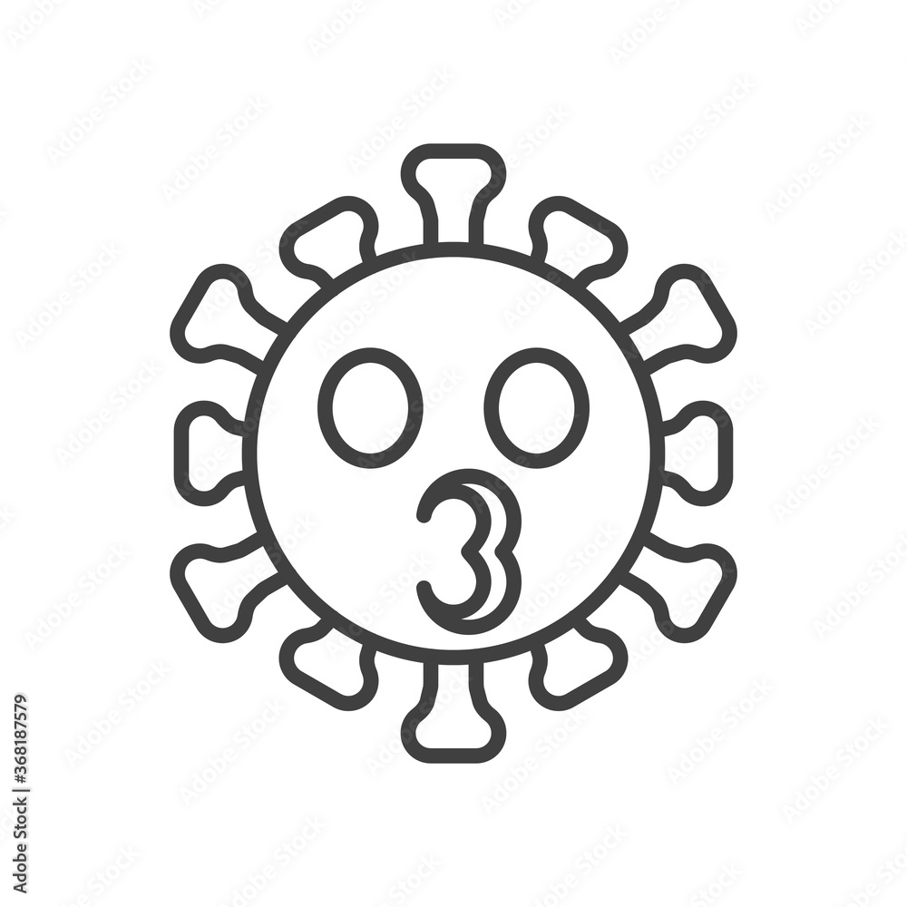 Kissing Face emoji line icon. linear style sign for mobile concept and web design. Coronavirus emoticon kiss outline vector icon. Symbol, logo illustration. Vector graphics Kissing Face emoji line icon. linear style sign for mobile concept and web design. Coronavirus emoticon kiss outline vector icon. Symbol, logo illustration. Vector graphics