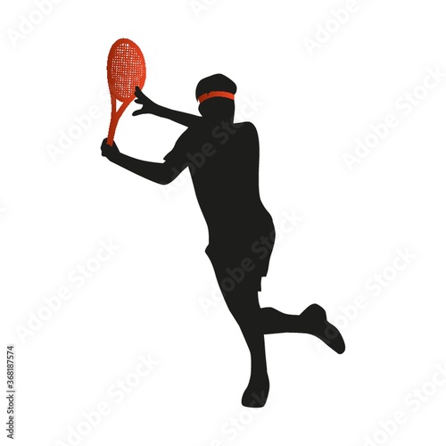 silhouette of man playing tennis