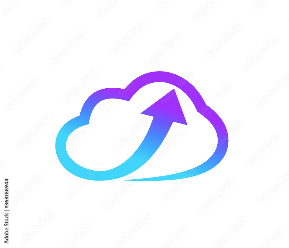 Cloud and arrow technology logo sign vector Cloud and arrow technology logo sign vector