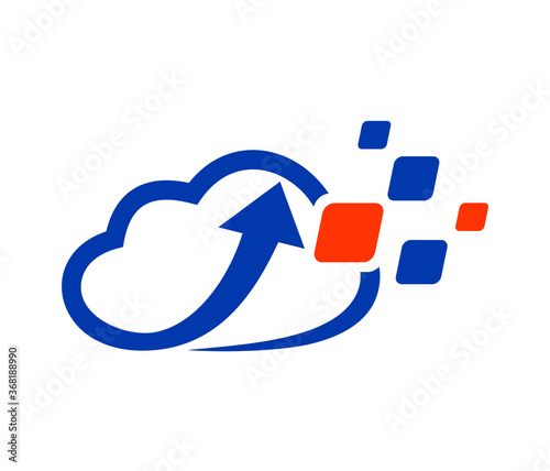 Cloud and arrow technology logo sign vector