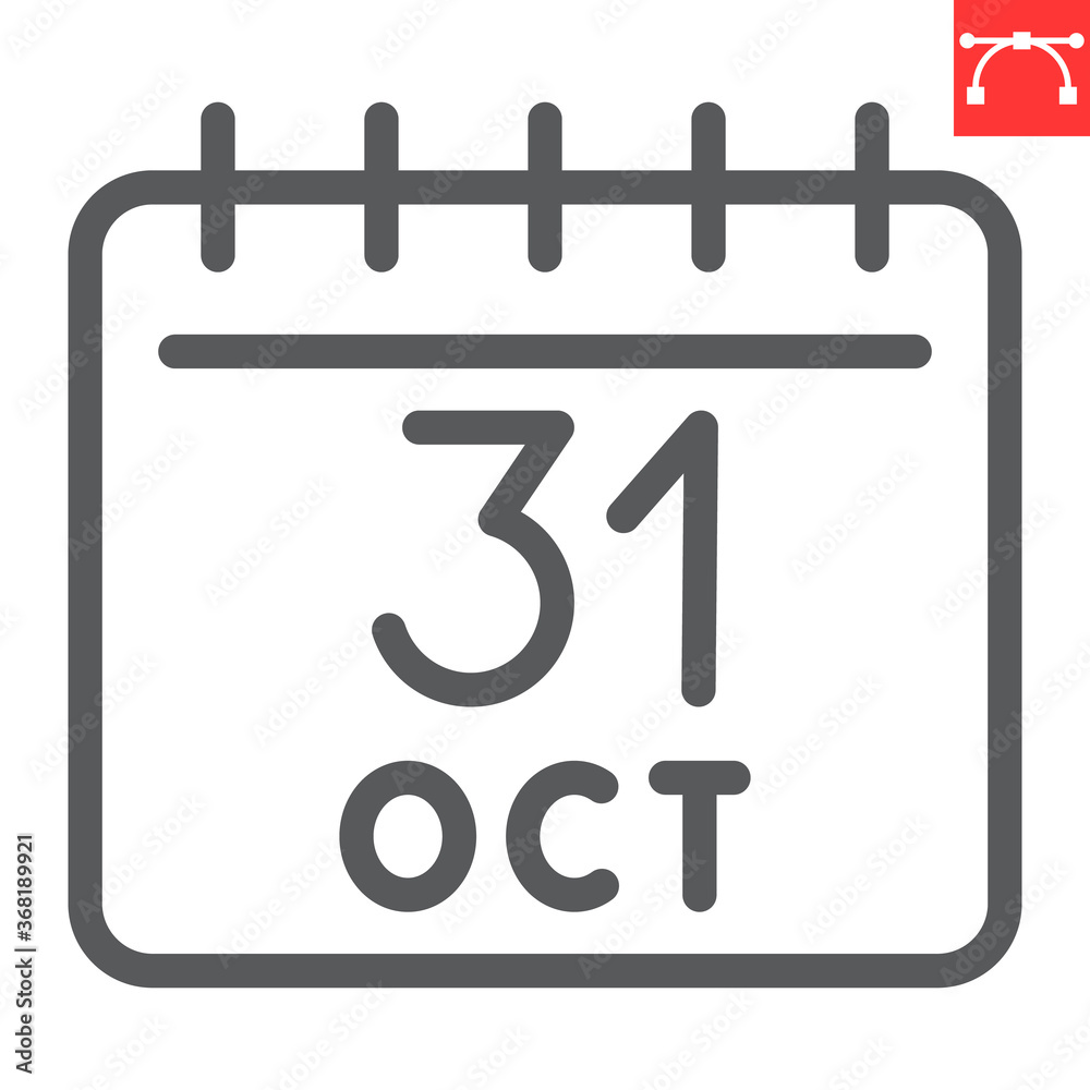 Halloween calendar line icon, halloween and holiday, calendar sign vector graphics, editable stroke linear icon, eps 10. Halloween calendar line icon, halloween and holiday, calendar sign vector graphics, editable stroke linear icon, eps 10.