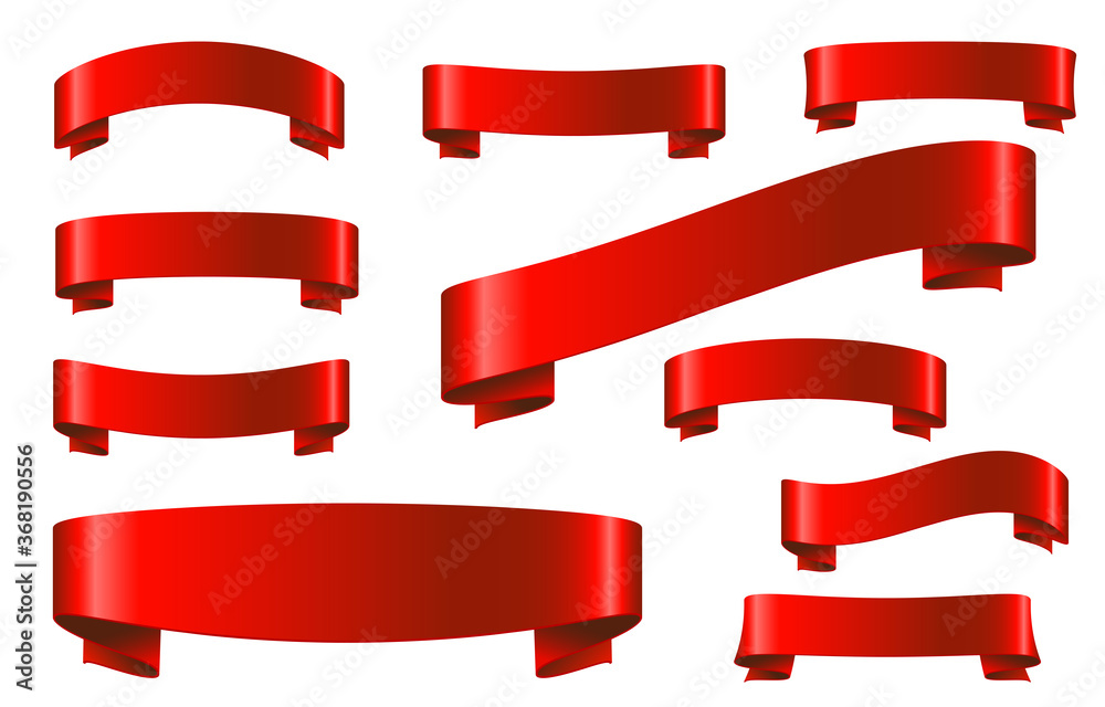 Red ribbon set in realistic style isolated on white background. Red ribbon set in realistic style isolated on white background.