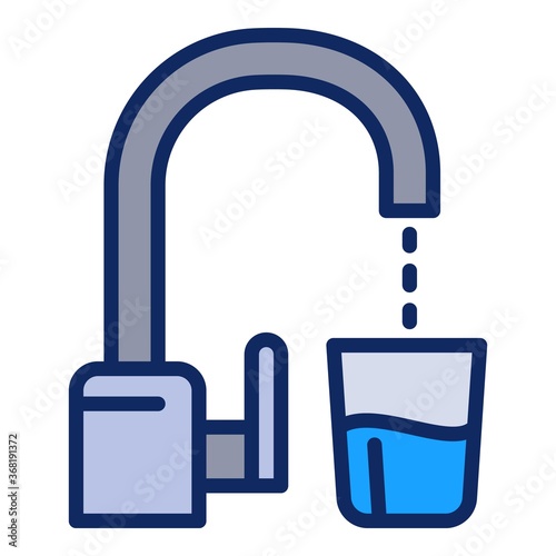 Water filter tap icon. Outline water filter tap vector icon for web design isolated on white background