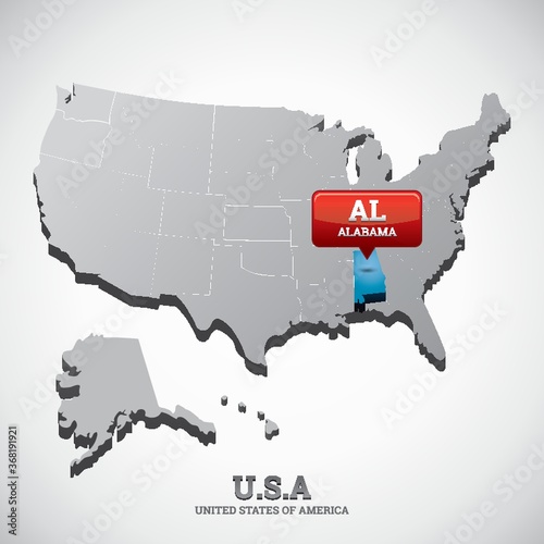 alabama state on the map of usa