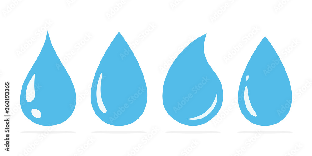 Drop of water blue icons on white background Drop of water blue icons on white background