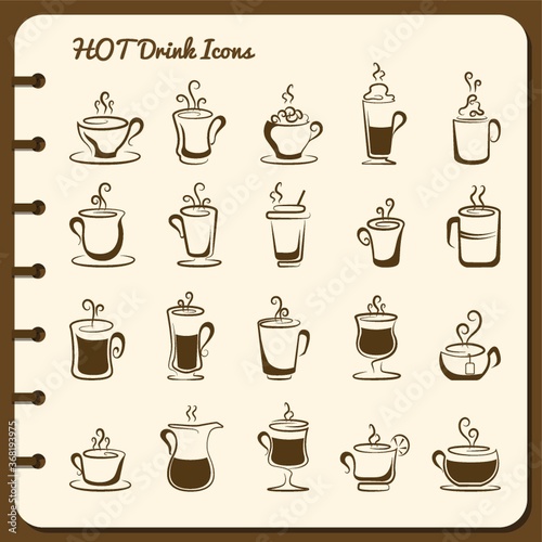 collection of hot drink icons