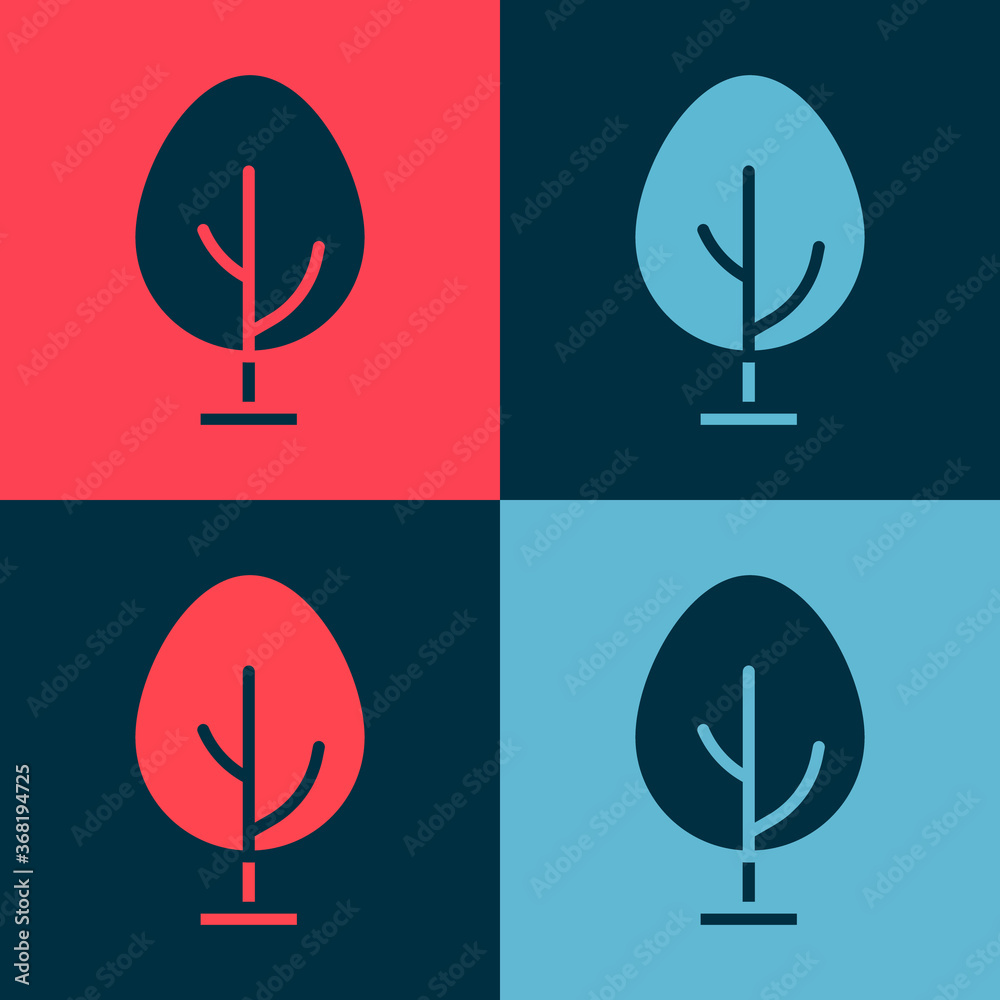 Pop art Tree icon isolated on color background. Forest symbol. Vector.