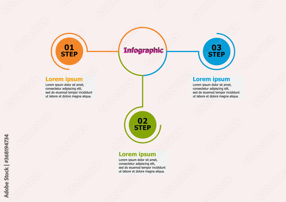 Fototapeta premium Infographic vector design template for illustration. Presentation business infographic template with 3 options. Creative concept for infographics. layout, diagram, business step options, web banner.