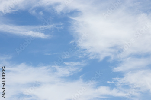 blue sky background with tiny clouds.