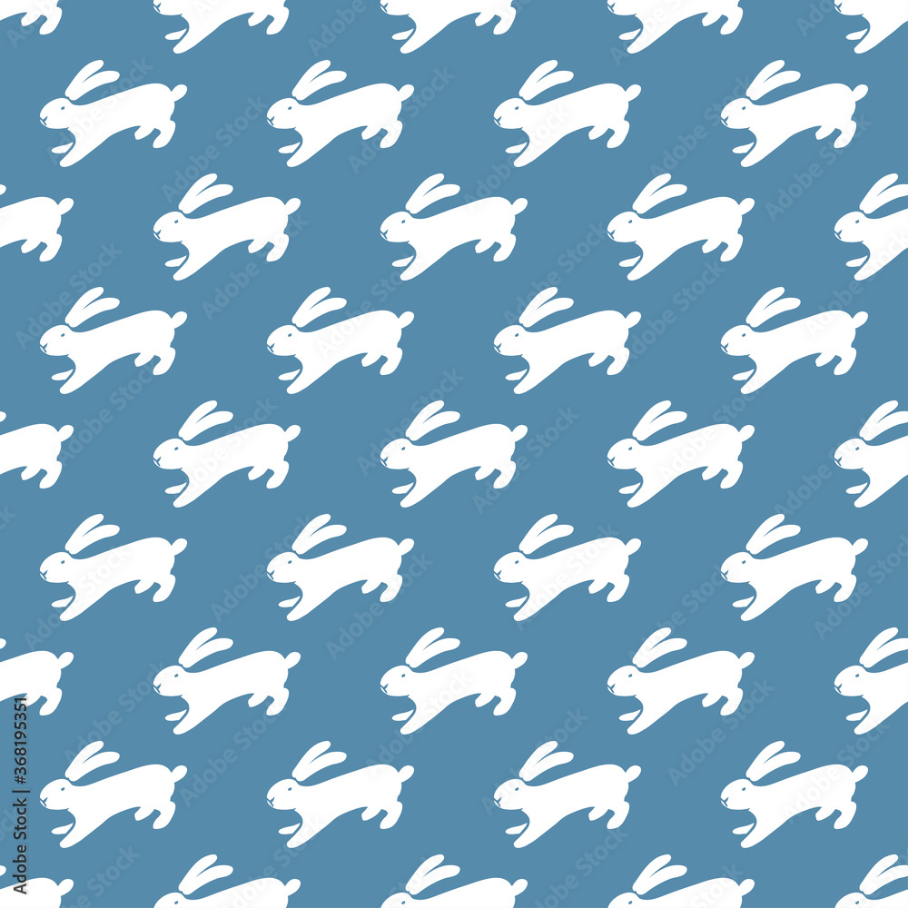 Seamless hand drawn pattern with rabbits. Seamless hand drawn pattern with rabbits.