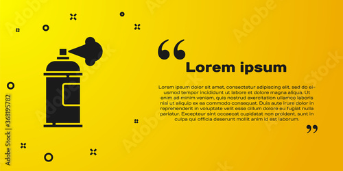 Black Paint spray can icon isolated on yellow background. Vector.