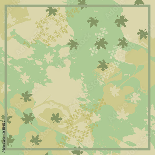 square scarf design with abstract floral pattern