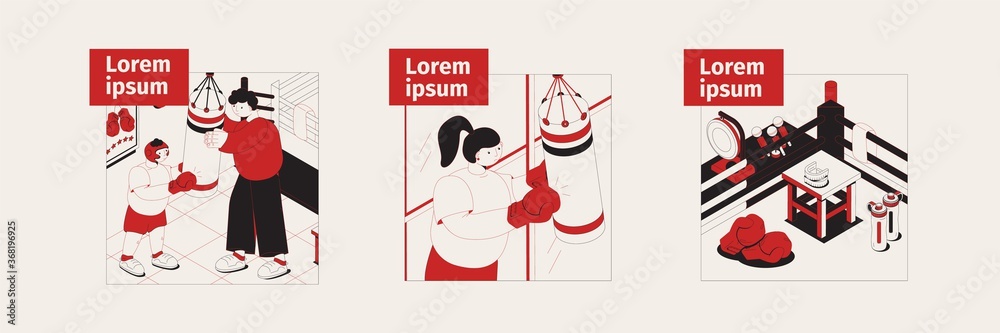 Fototapeta premium Boxing Isometric Illustrations