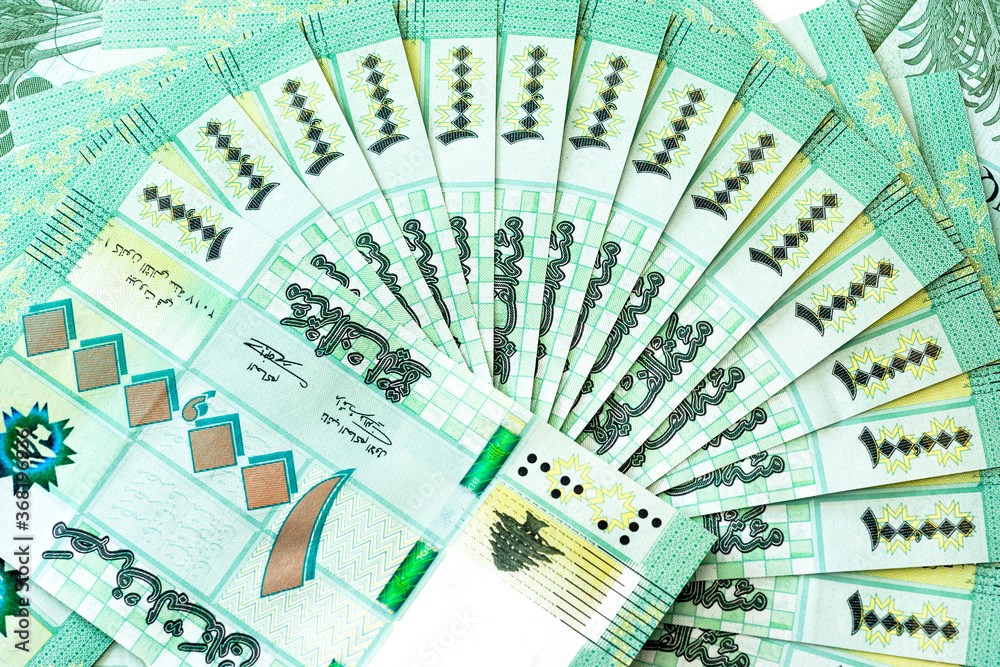 Group of 100 000 Lebanese pounds bills - currency of Lebanon Group of 100 000 Lebanese pounds bills - currency of Lebanon