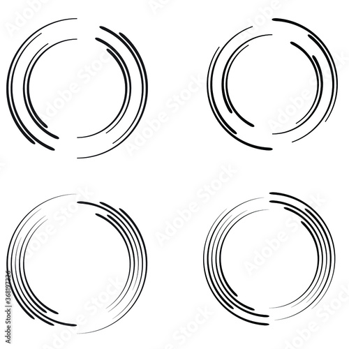 Vector Curved Lines .Circle Design Element . Black Rounded Stroke . Used as Banner . Template , Logo .