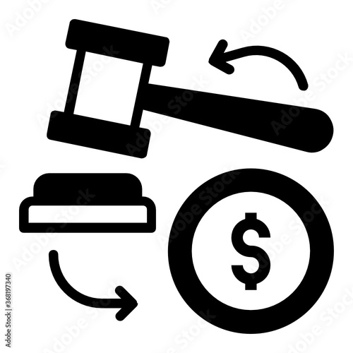 Law Versus Money Concept Vector glyph Icon Design, Trade and barter Symbol on White background 