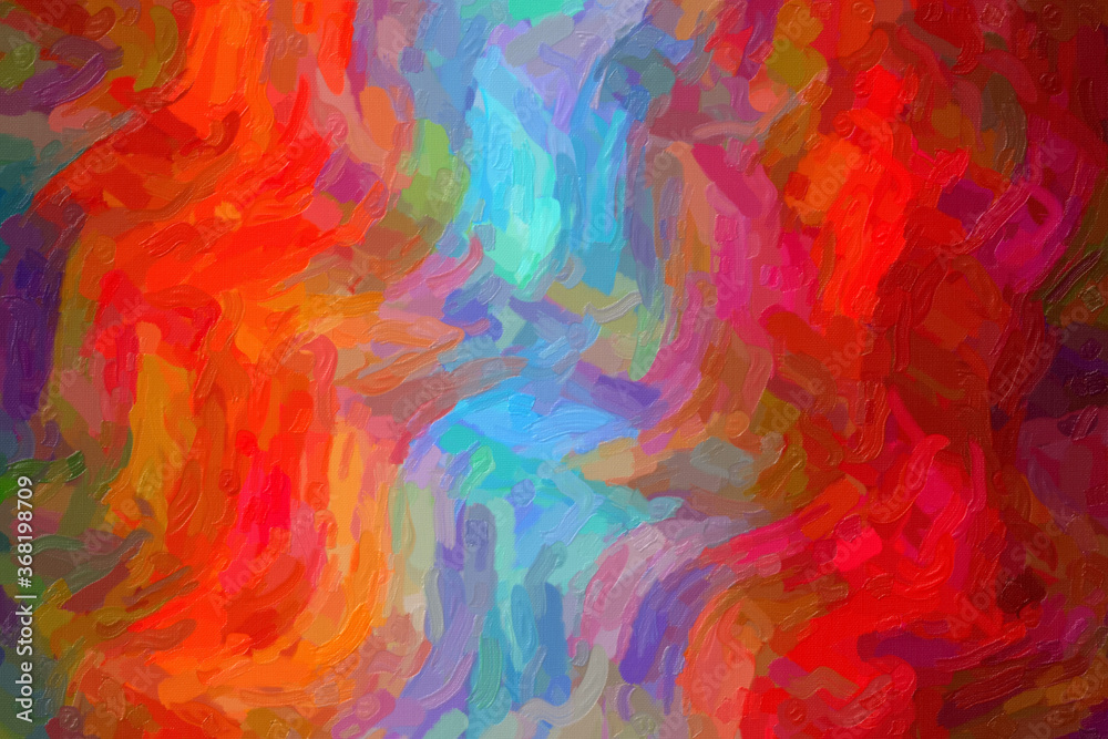 Red and yellow waves Impressionist Impasto abstract paint background.