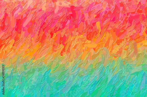 Obraz na płótnie Red, yellow and blue waves Large Color Variation Impasto abstract paint background