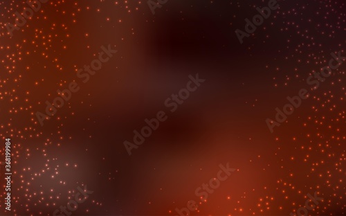Dark Orange vector background with astronomical stars. Shining colored illustration with bright astronomical stars. Best design for your ad, poster, banner.