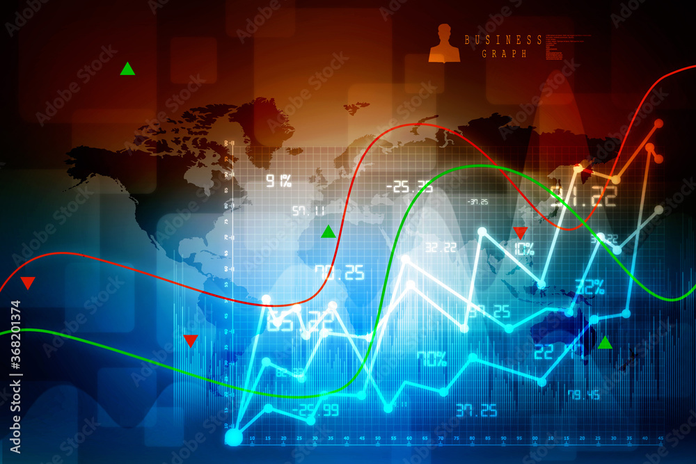 2d rendering Stock market online business concept. business Graph 