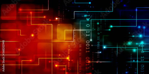 2d illustration abstract digital binary data on computer screen