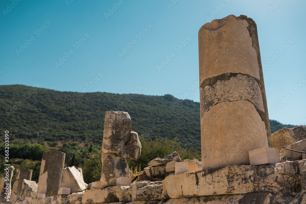 The ancient city of Ephesus, which is also on the list of world cultural heritage.Celsus Library is one of the most beautiful structures in Ephesus. Ancient ruins in Ephesus.Mosaic in Hillside Houses. The ancient city of Ephesus, which is also on the list of world cultural heritage.Celsus Library is one of the most beautiful structures in Ephesus. Ancient ruins in Ephesus.Mosaic in Hillside Houses.
