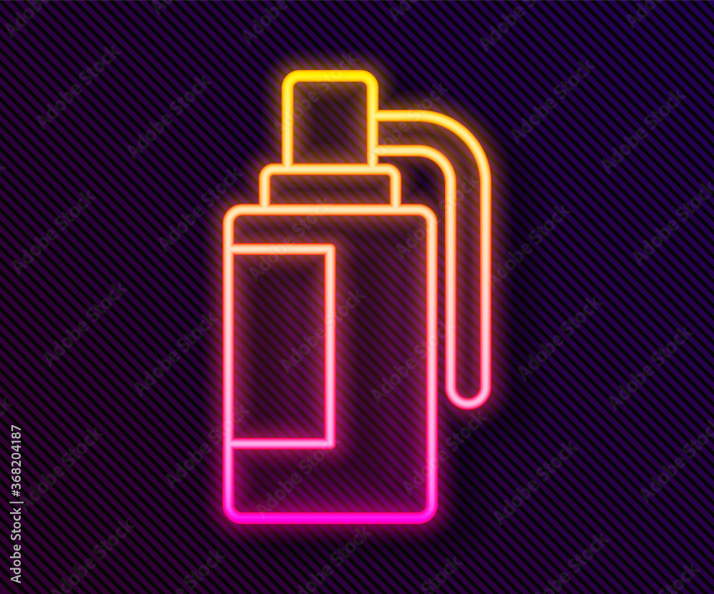 Glowing neon line Hand grenade icon isolated on black background. Bomb explosion. Vector. Glowing neon line Hand grenade icon isolated on black background. Bomb explosion. Vector.