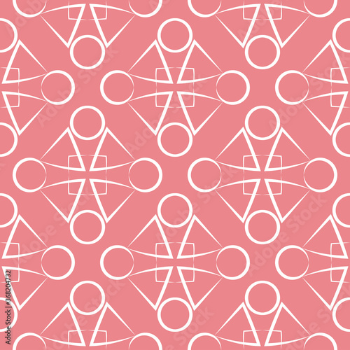 Geometric print. White pattern on bright pink seamless background