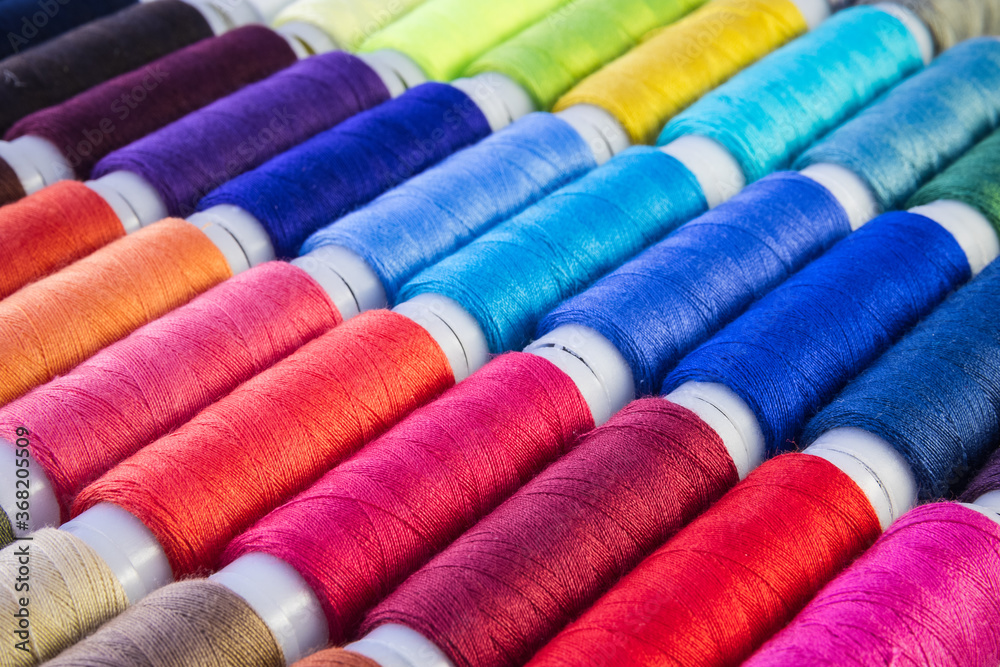 Full frame, colour sewing threads Full frame, colour sewing threads