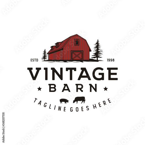 Vintage Retro Rustic Barn logo design Illustration
