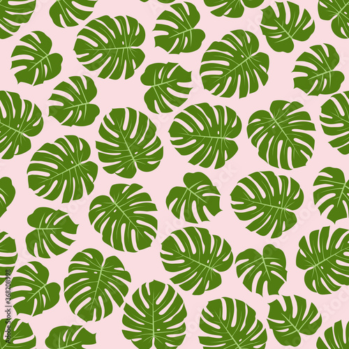 Seamless pattern with monstera leaves