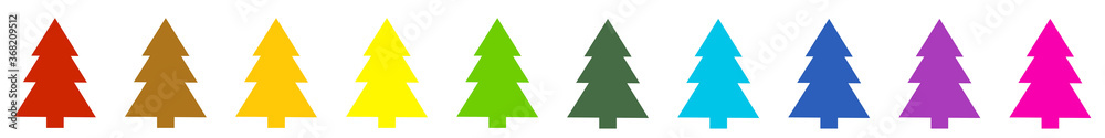 Weihnachtsbanner: Viele bunte Tannenbäume als Hintergrund Vorlage Weihnachtsbanner: Viele bunte Tannenbäume als Hintergrund Vorlage