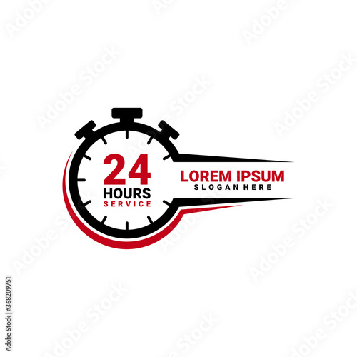 Twenty four hour service vector icon for your business. Logo element illustration, emblem, label, badge, sticker. Simple 24 hour service concept. Can be used in web and mobile.
