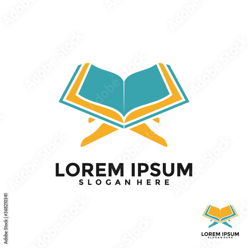 Al Quran logo vector, Islamic logo vector illustration, and book logo vector