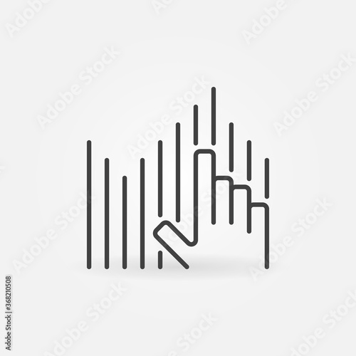Hand wth Sound Wave outline vector concept icon or design element