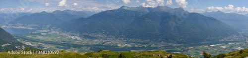 View at Magadino valley and lake Maggiore on Switzerland