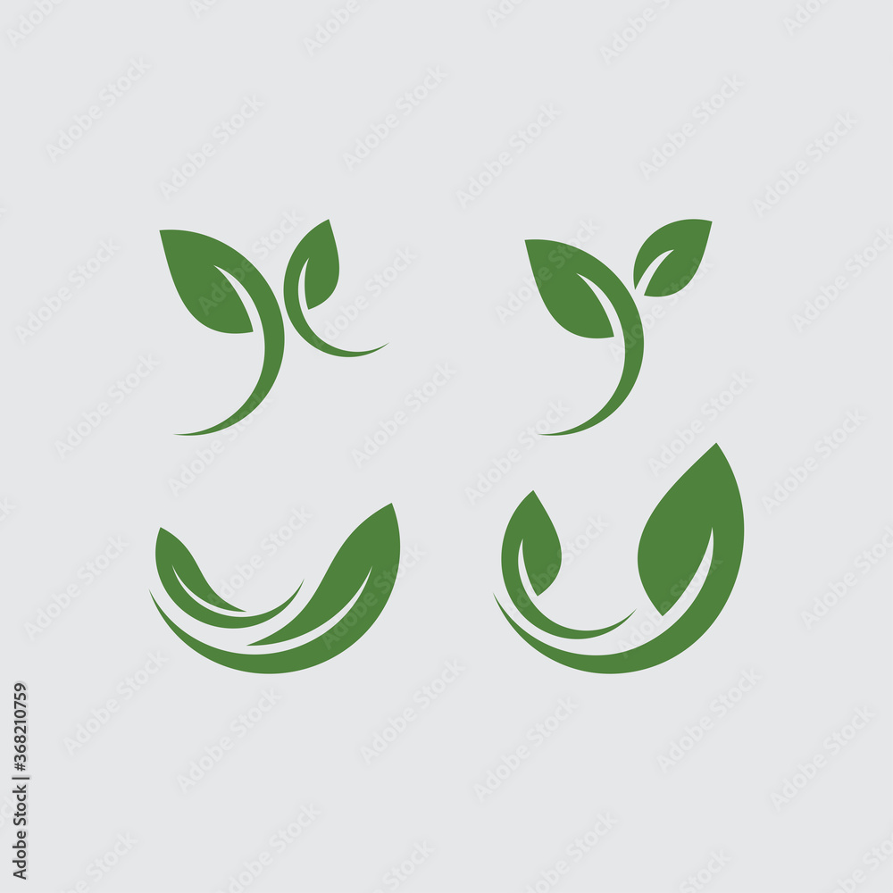 Set of Leaf logo vector Illustration design template. Green sprout green leaves symbol vector icon set. Set of Leaf logo vector Illustration design template. Green sprout green leaves symbol vector icon set.