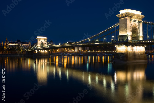 Chain bridge in Budapest, night view