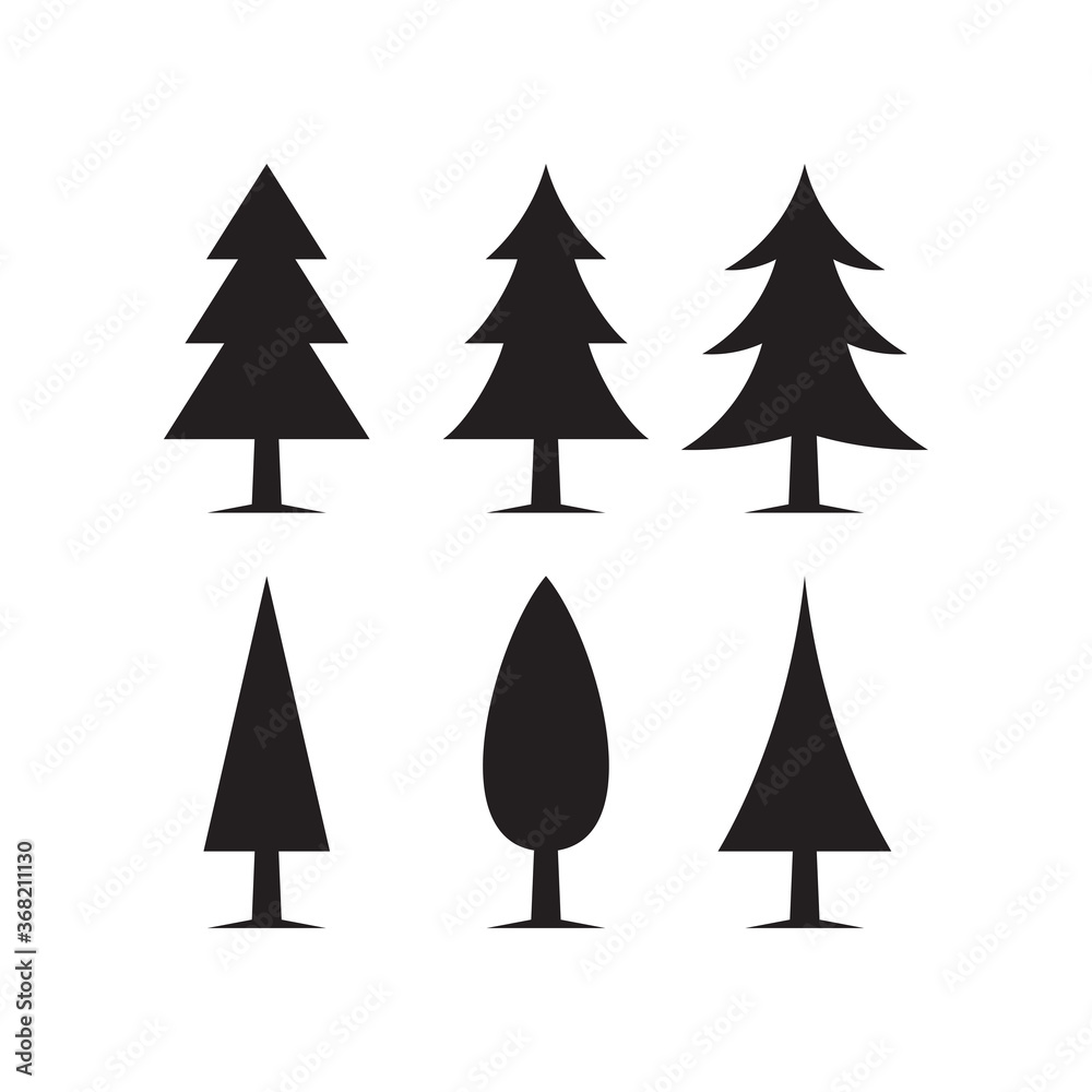 Obraz premium Set of pine tree logo vector template with white background.
