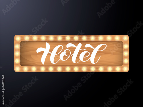 Vector stock illustration. Hotel brush lettering for banner or poster