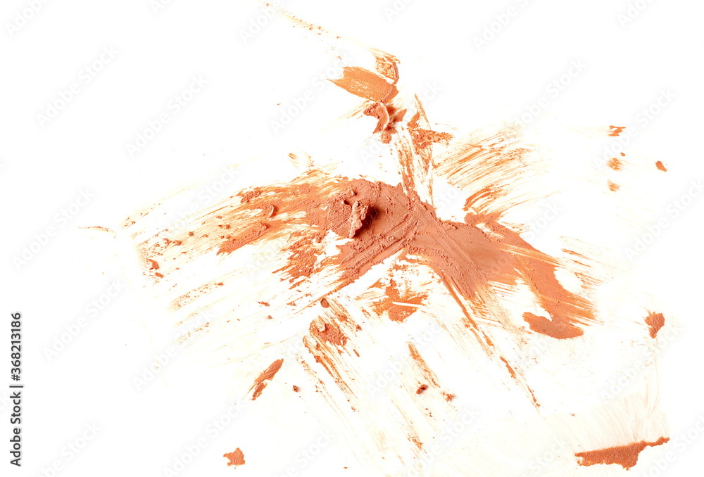 Red clay stains isolated on white background, top view Red clay stains isolated on white background, top view