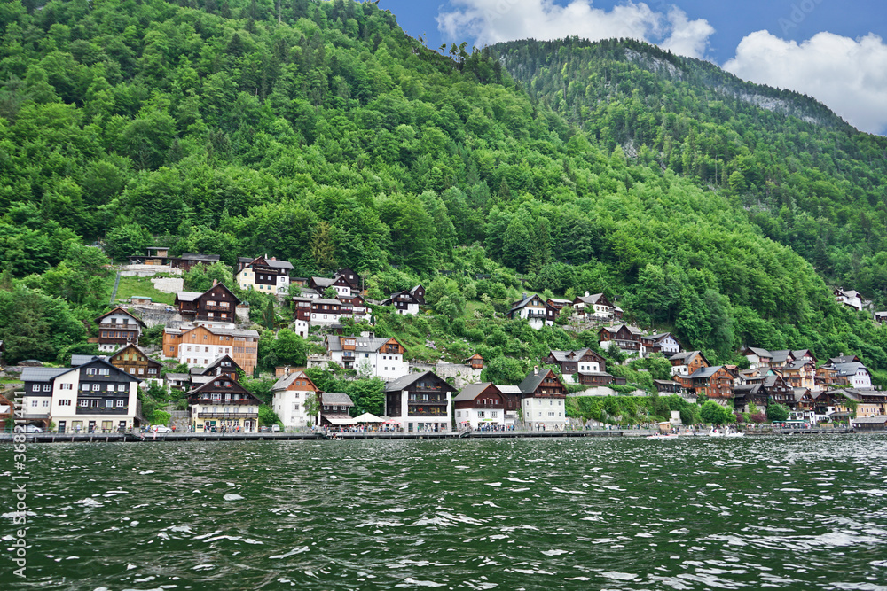 Hallstatt mountain village with Hallstatt lake in Hallstatt, Austria.