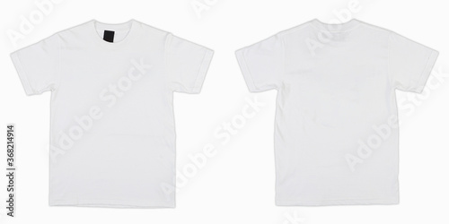 Photo Blank T Shirt color white template front and back view on white background