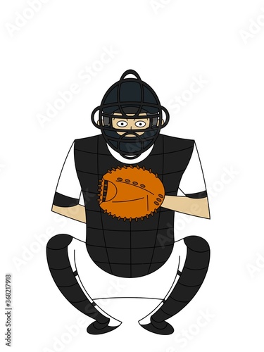 Canvas Print illustration of a Baseball catcher