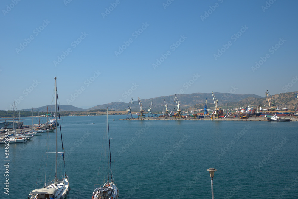 Obraz premium 7/30/2020 Greece, Volos Town, the old commercial port. A little tourism, summer season, COVID-19
