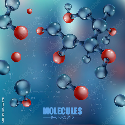 Blue with red 3d molecule