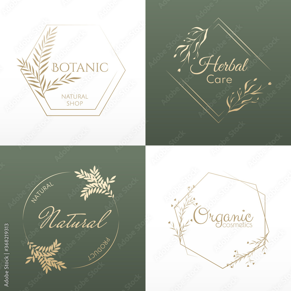 Naklejka premium Zestaw logotypów. Naturalny szablon