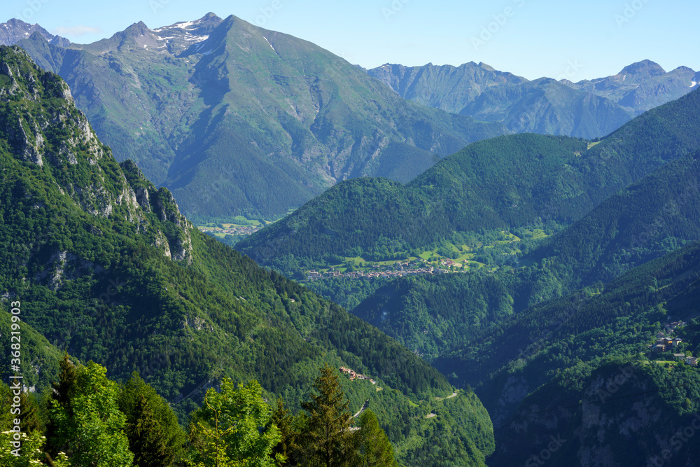 Road to Presolana, Bergamo, Italy. Mountain landscape