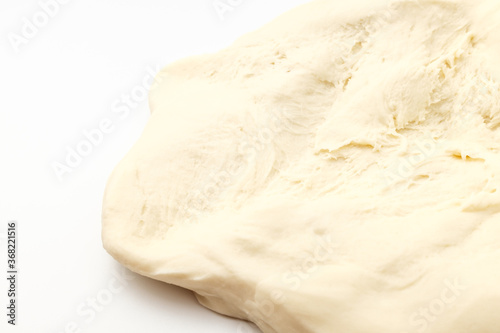 Flour dough on white background